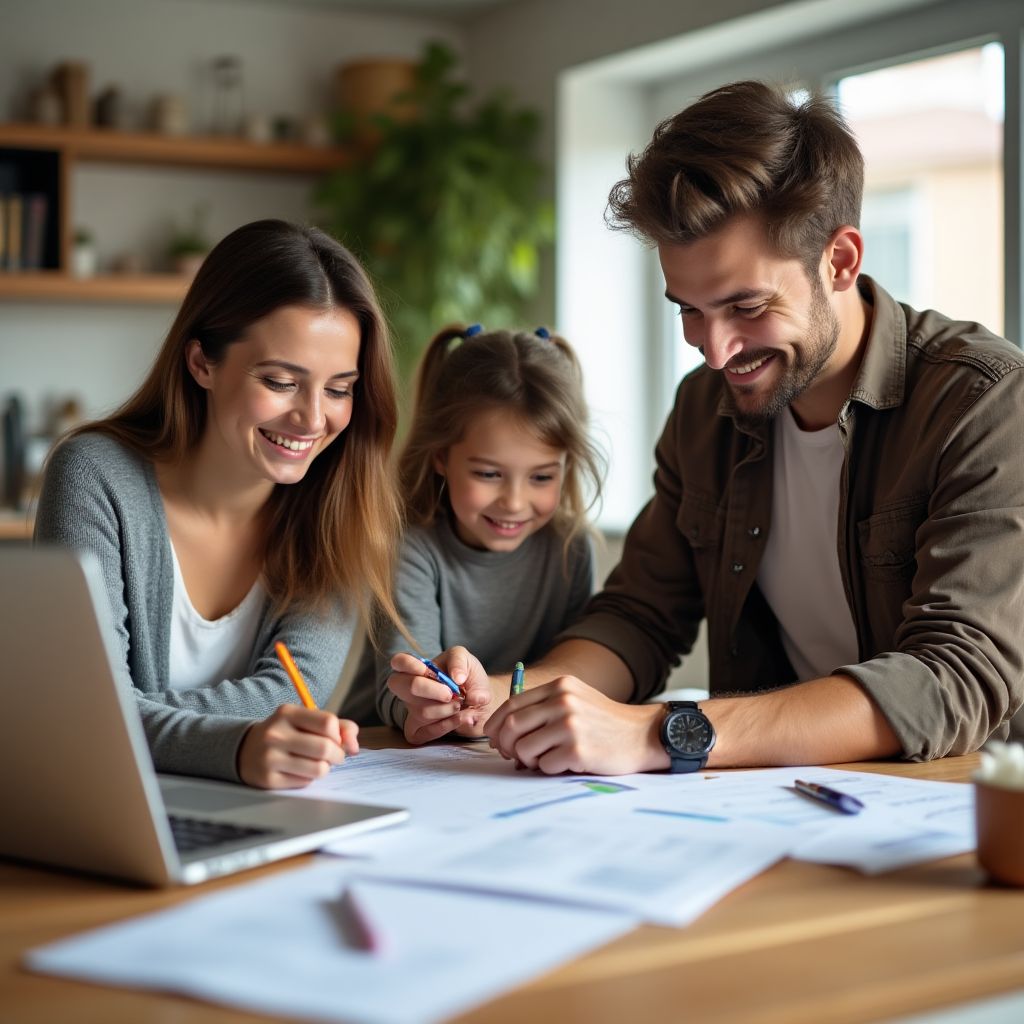 Familie die budget onder controle heeft
